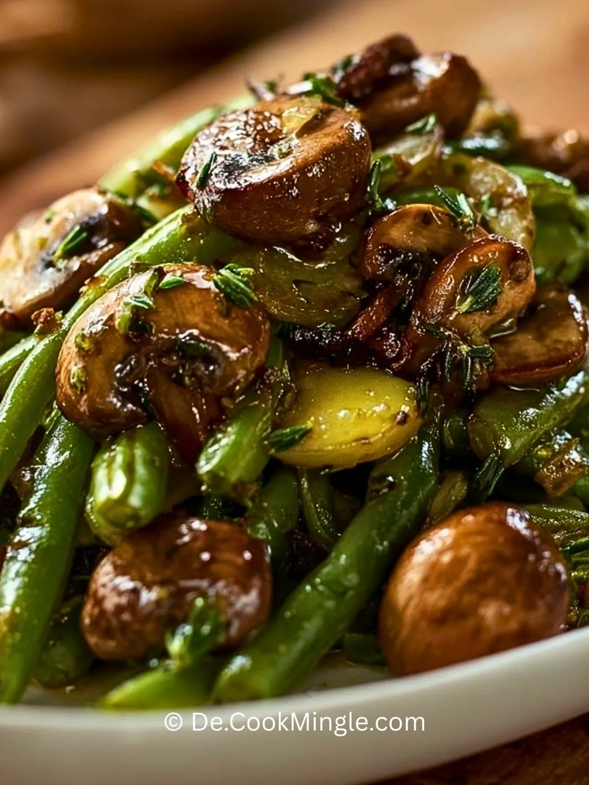 knoblauchbutter-gebratene-grune-bohnen-mit-champignons