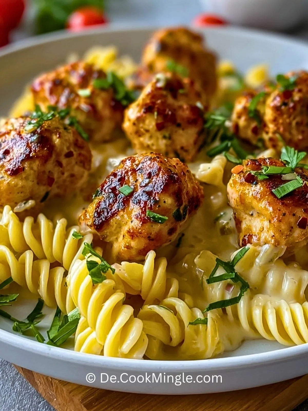 knoblauchbutter-huhnchenbissen-mit-wurziger-cajun-alfredo-drehrohrenpasta